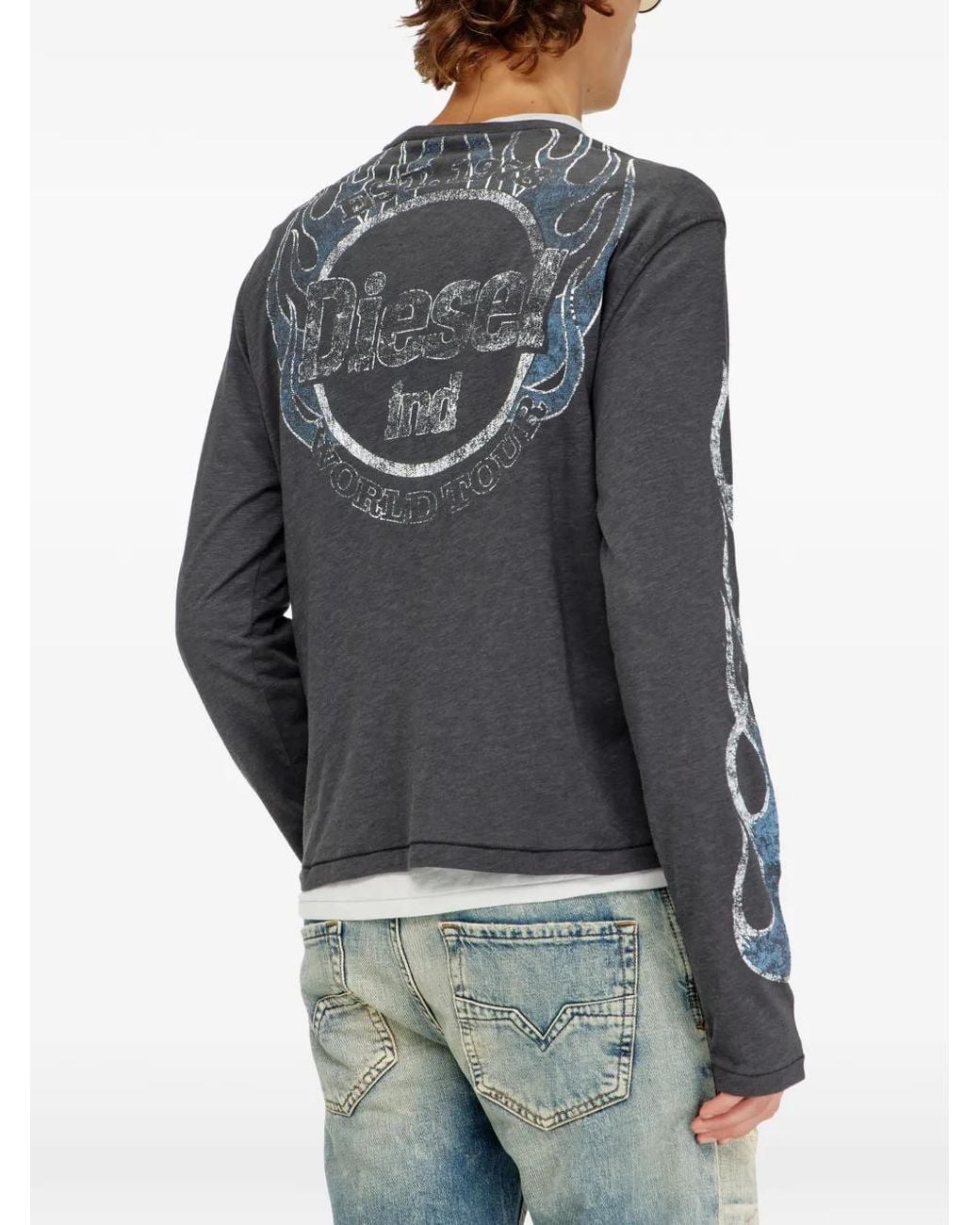 DIESEL Gray Long-Sleeve T-Shirt for men