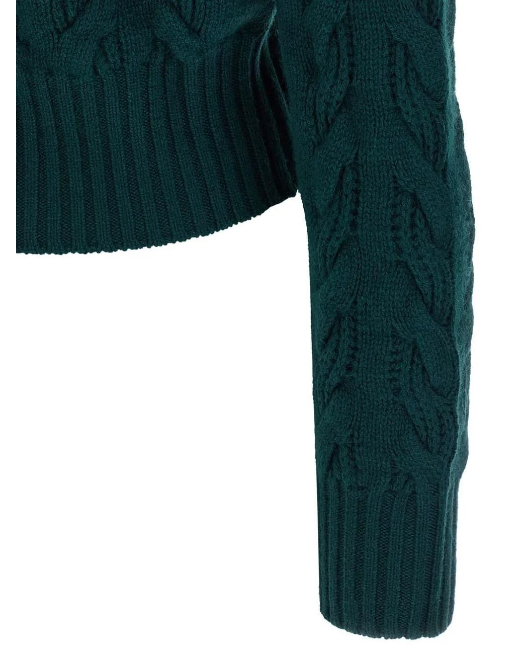 Max Mara Green Cable-Knit Sweater