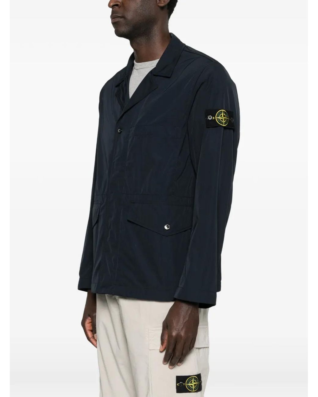 Stone Island Black Blazer A100001 En Sergé for men
