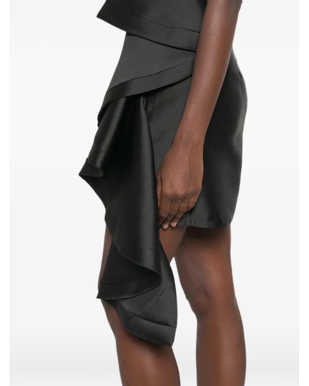SIMONA CORSELLINI Black Strapless Ruffled Mini Dress