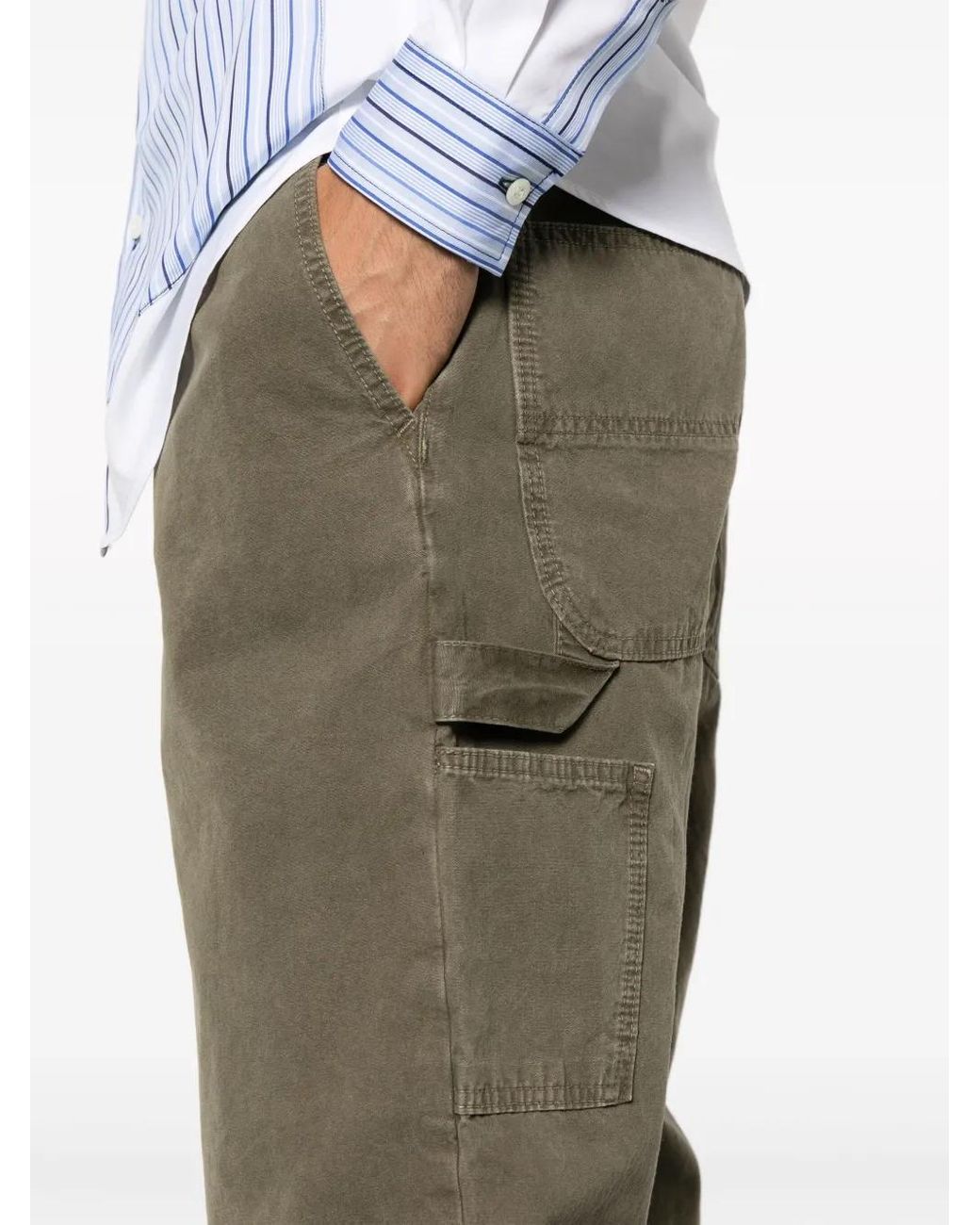 Moschino Green Logo-Embroidered Cotton Straight-Leg Trousers for men