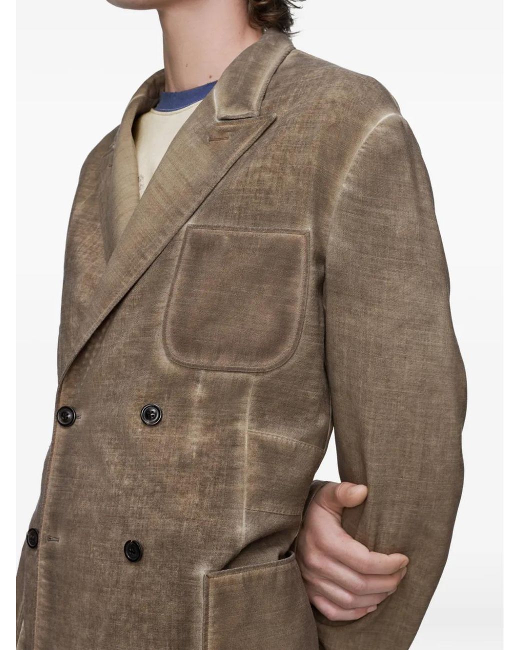 Maison Margiela Brown Double-Breasted Wool Jacket for men