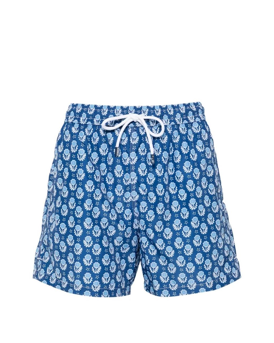 Fedeli Blue Floral Print Swim Shorts for men
