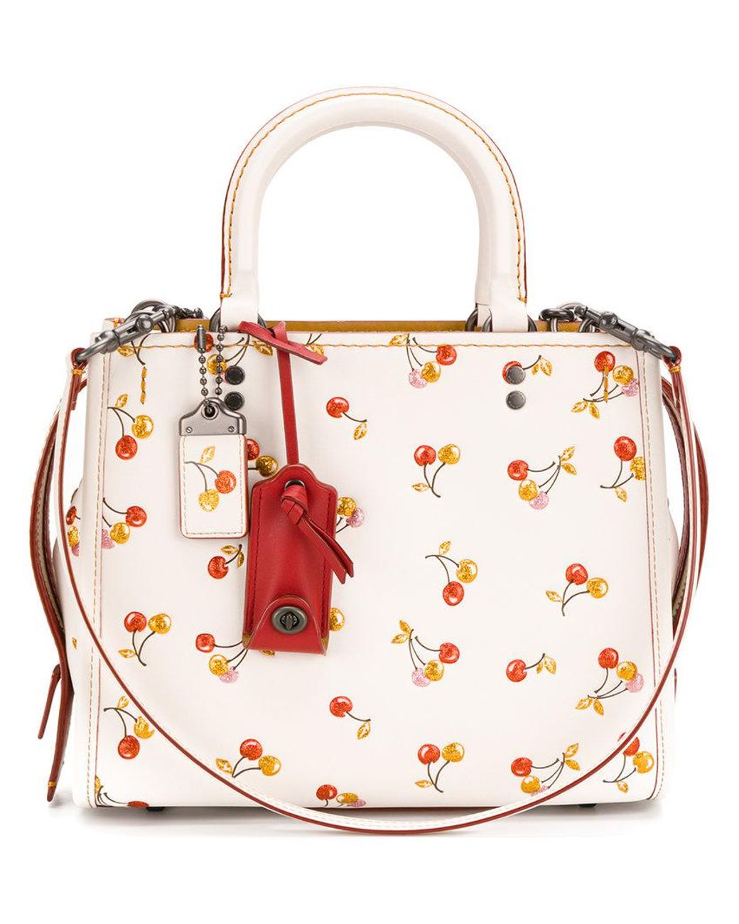 COACH Cherries Print Shoulder Bag in White | Lyst