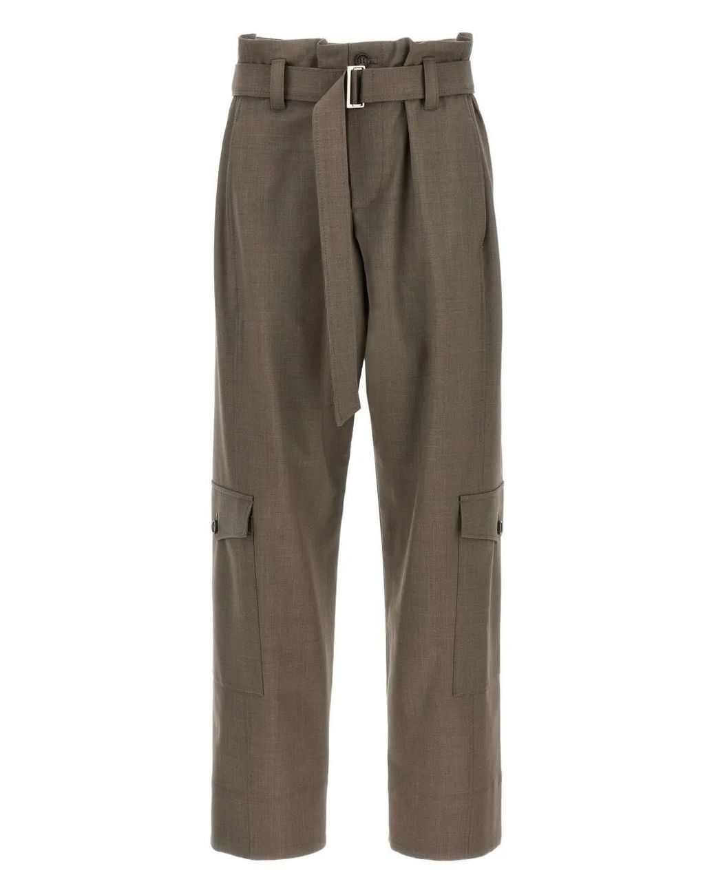 Brunello Cucinelli Gray Belted Cargo Trousers