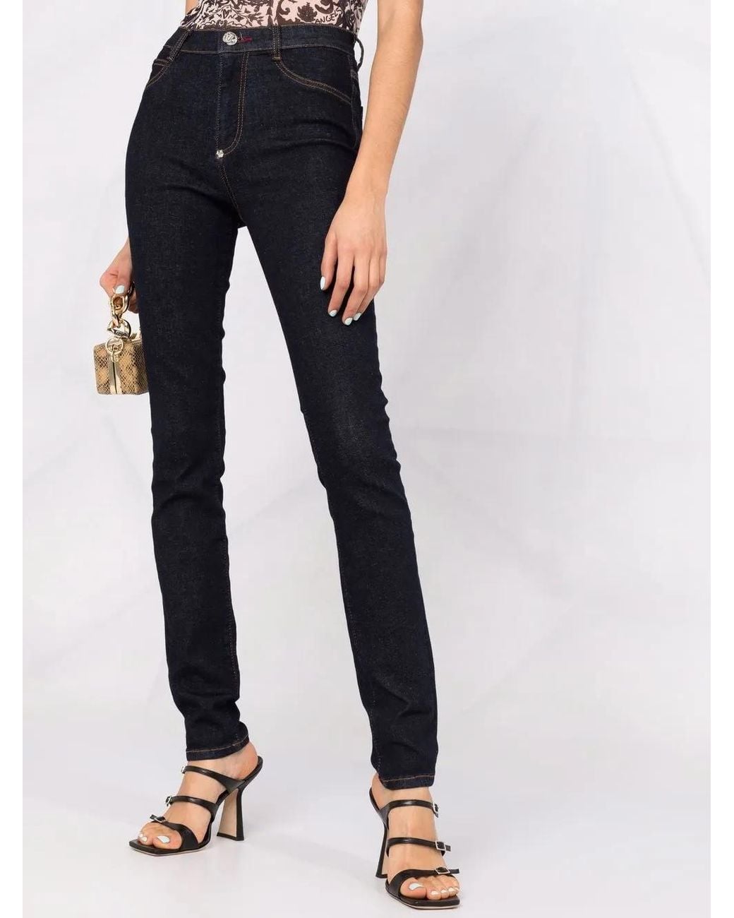 Philipp Plein Blue High-Waisted Skinny Jeans