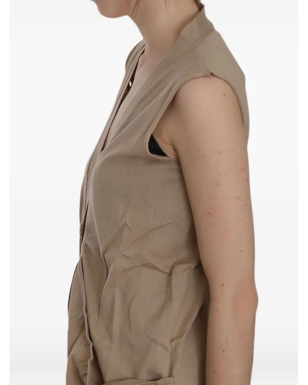 Pink Memories Brown Sleeveless Button-Fastening Cardigan