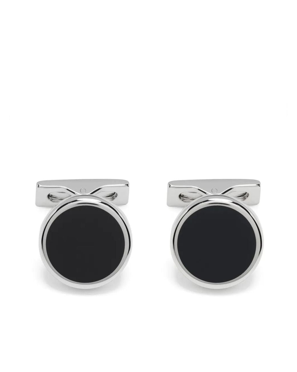 S T Dupont Black Round-Cut Cufflinks for men