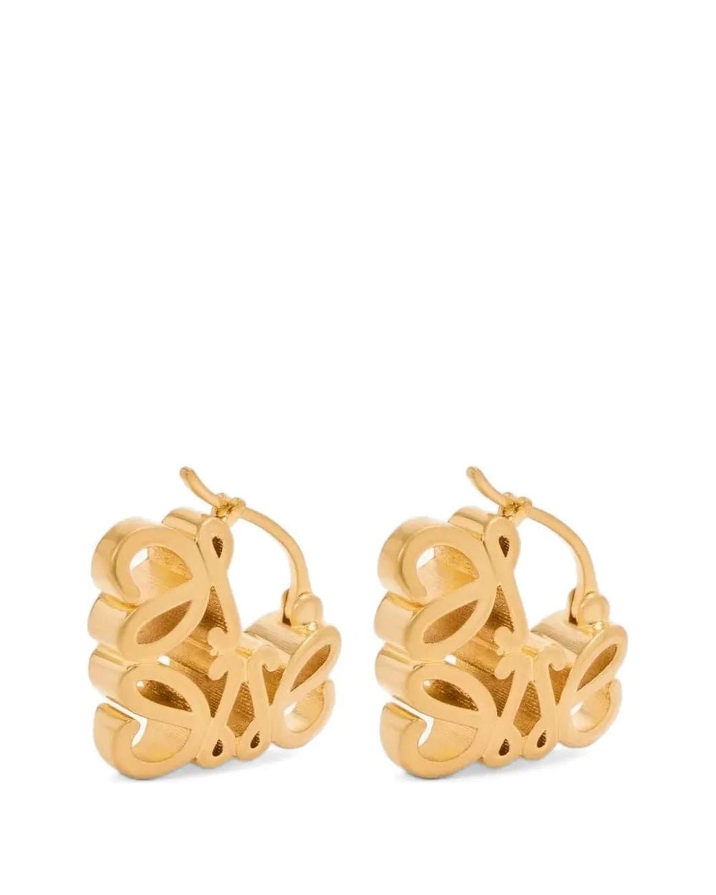 Loewe Metallic Anagram Bombé Hoop Earrings