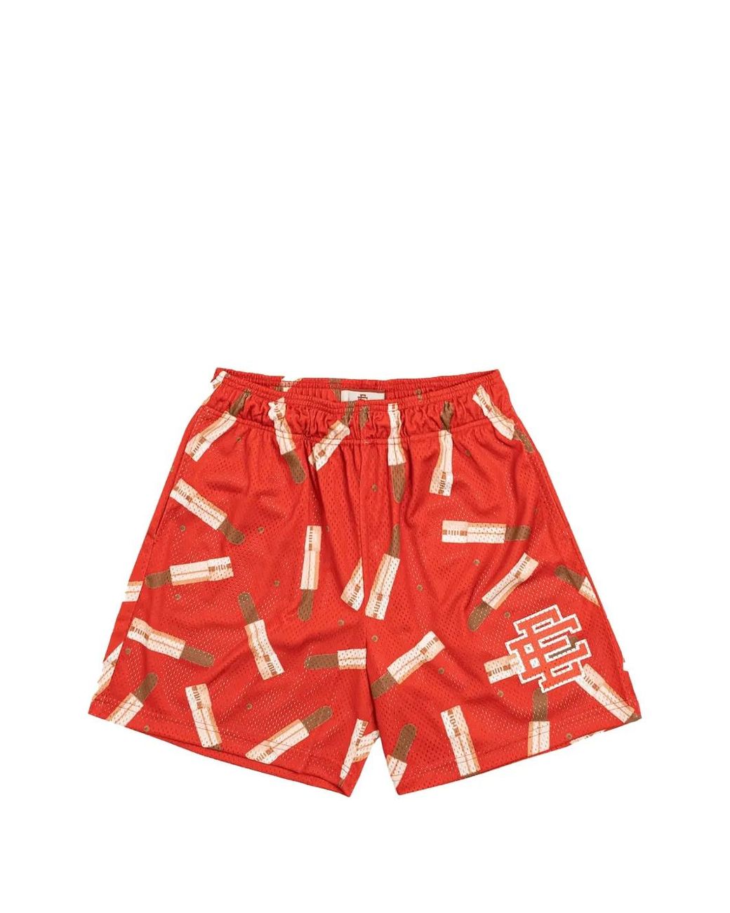 Eric Emanuel Red Ee Basic Lipstick Logo-Print Mesh Shorts for men