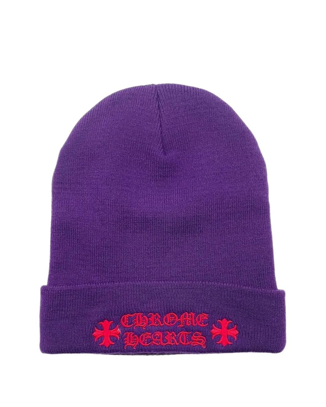 Chrome Hearts Purple Embroidered Beanie for men