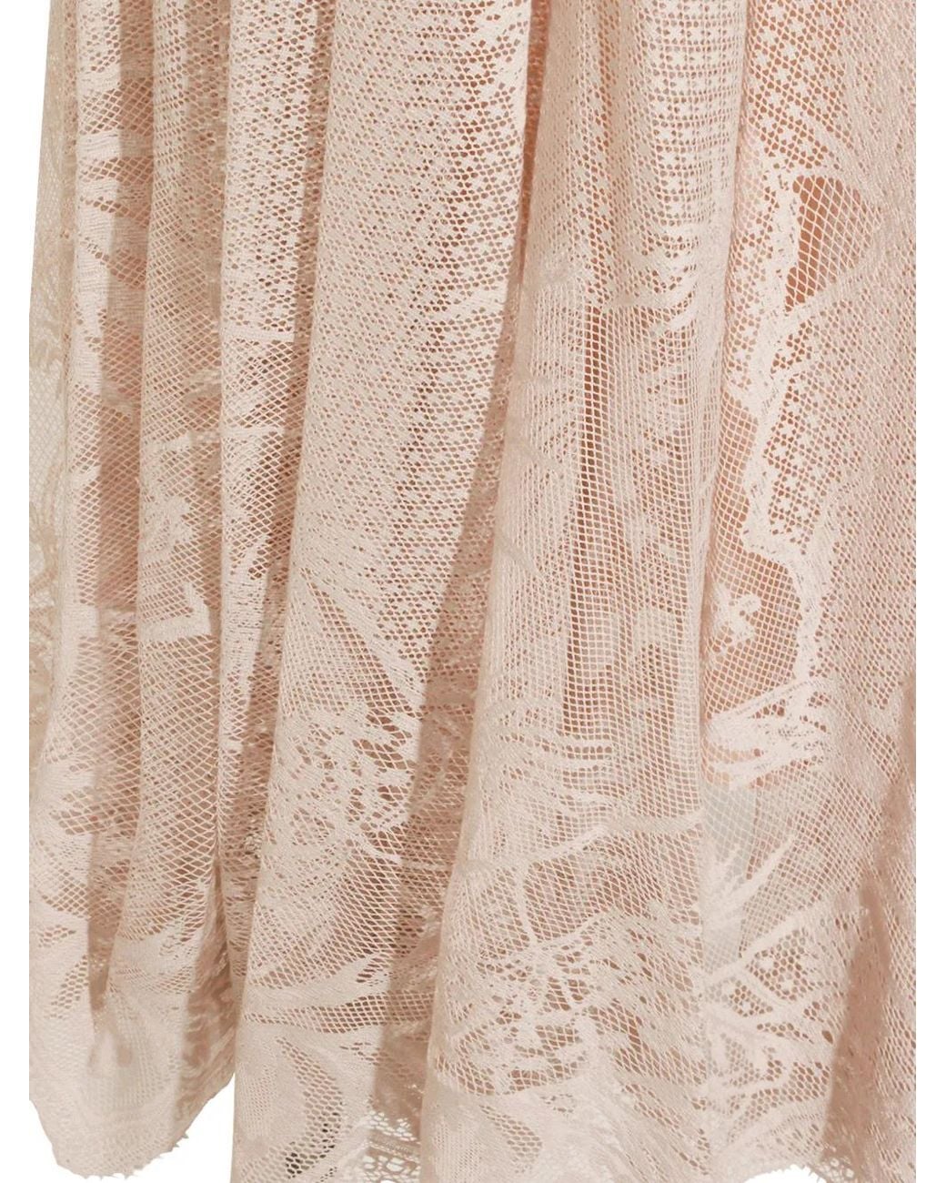 Fabiana Filippi Pink Jupe Mi-Longue Évasée À Empiècements En Dentelle
