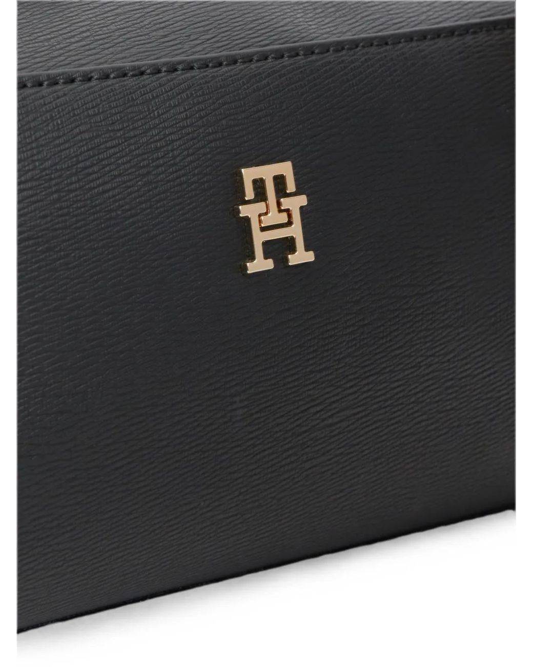 Tommy Hilfiger Black Logo-Plaque Shoulder Bag