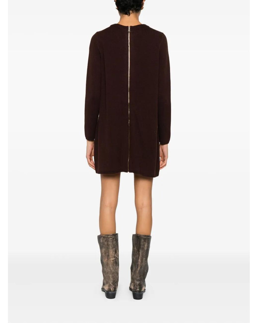 Ba&sh Brown Atess Round-Neck Mini Dress