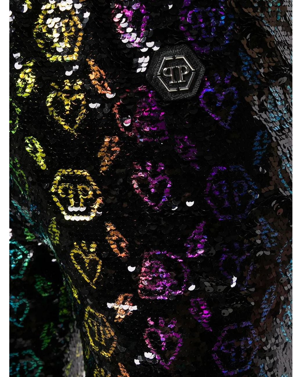 Philipp Plein Black Monogram Sequin Trousers