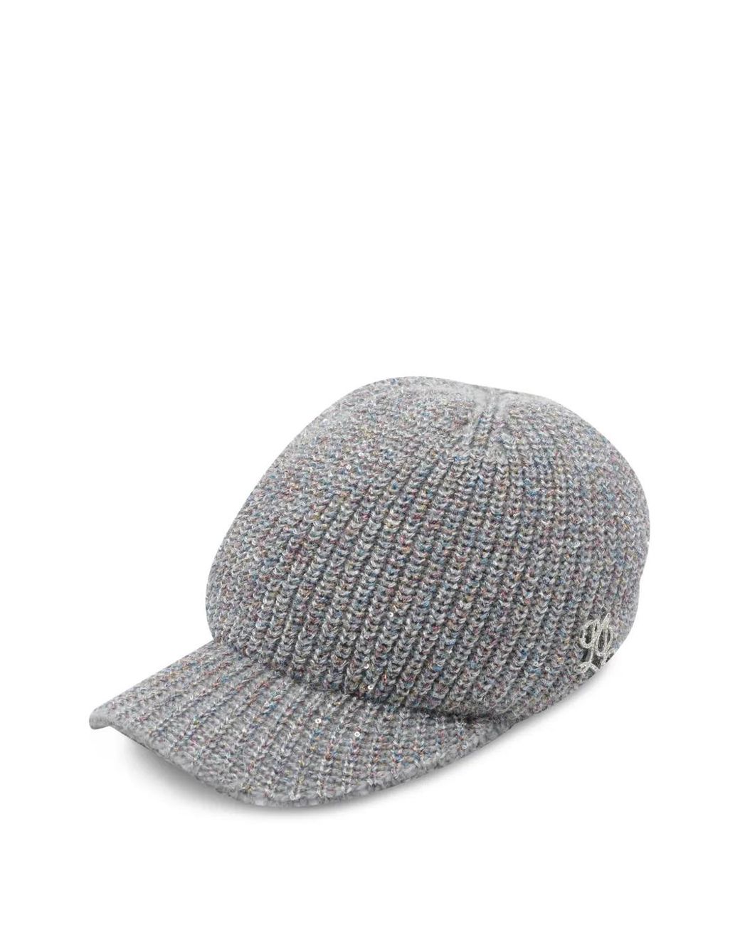 Liu Jo Gray Sequin-Embellished Knitted Cap