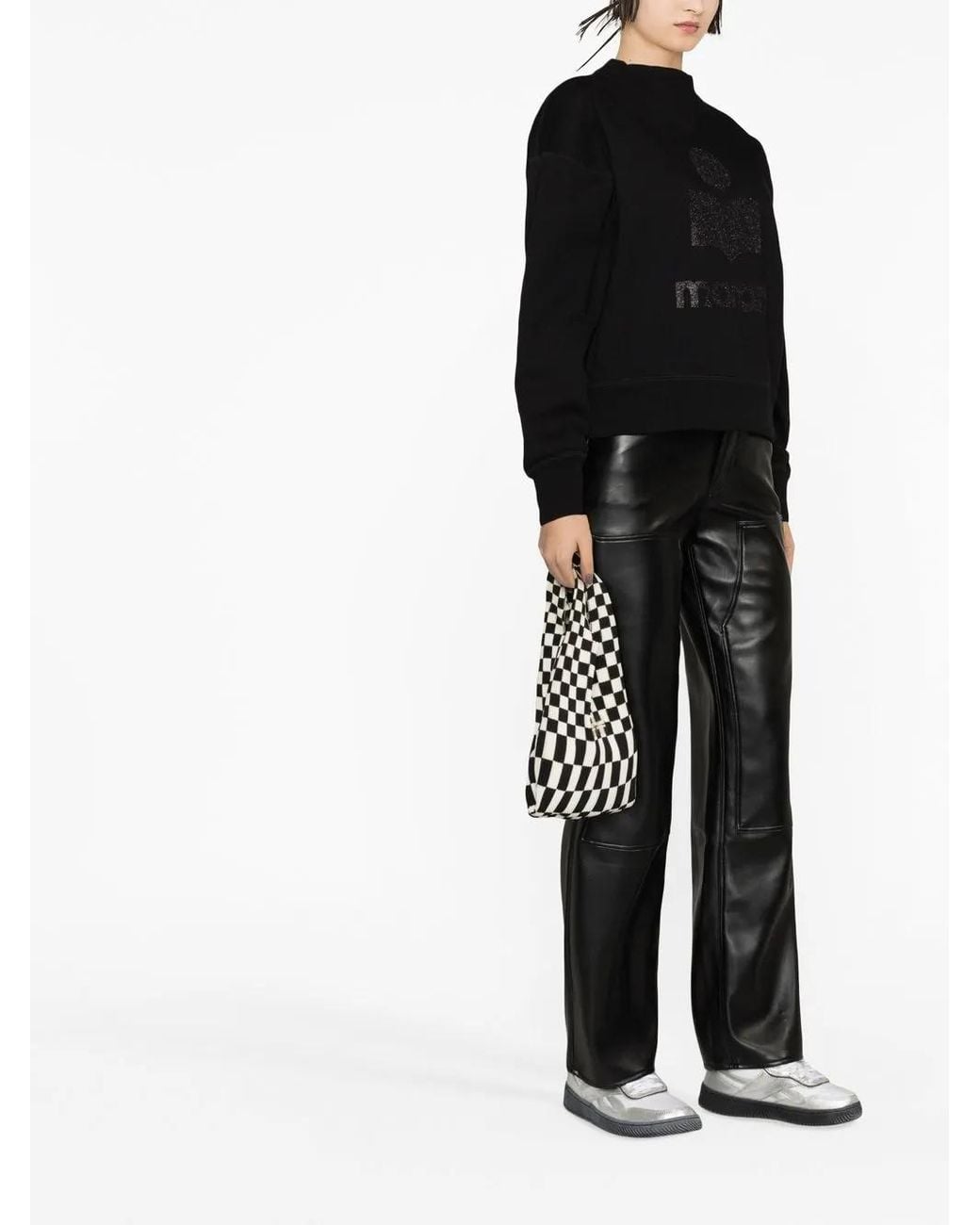 Isabel Marant Black Moby Glitter Logo Sweatshirt