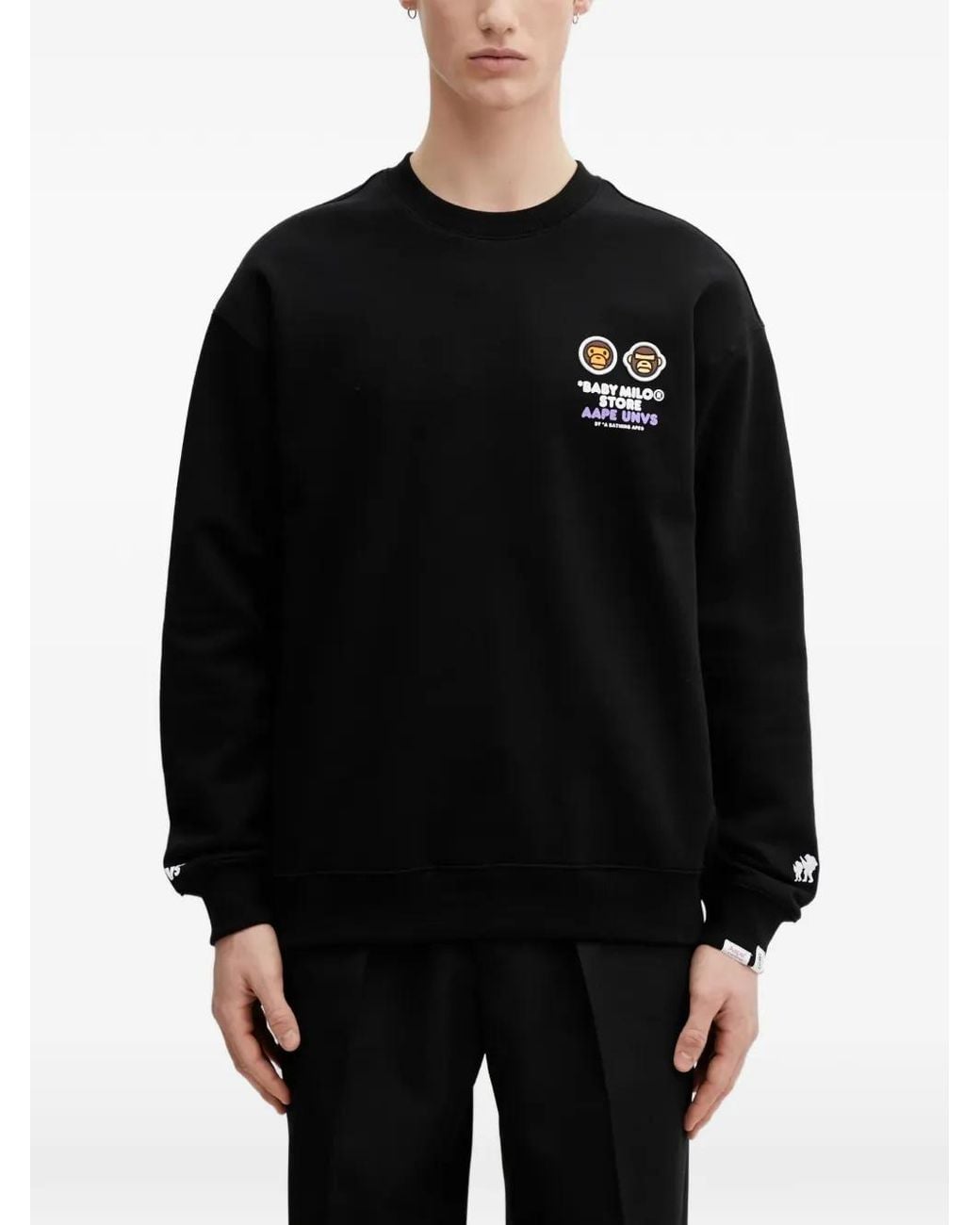 Aape By A Bathing Ape Black X Baby Milo Store Aapeunvs Logo Patch Sweatshirt for men