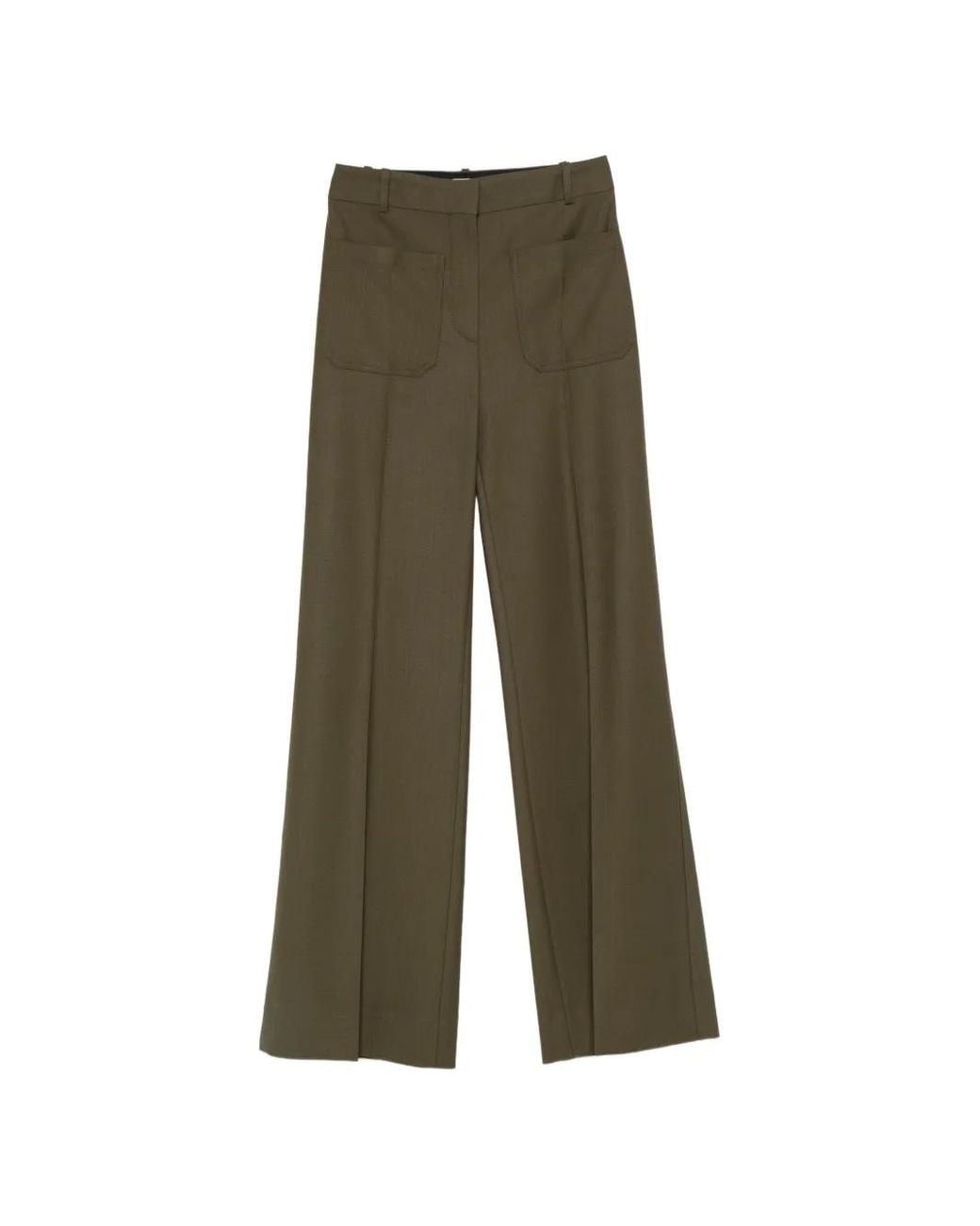 Victoria Beckham Gray Alina Wide-Leg Tailored Trousers