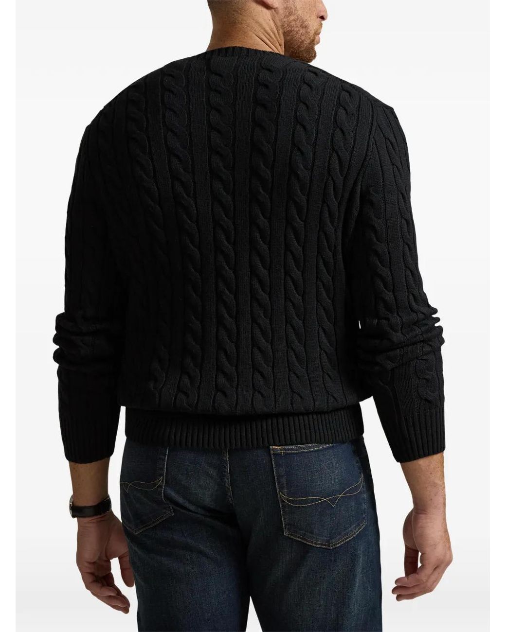 Polo Ralph Lauren Black Cable-Knit Pony Sweater for men