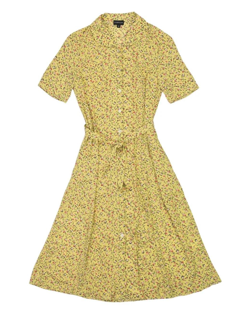 CALLIPYGIAN Yellow Floral-Print Midi Dress