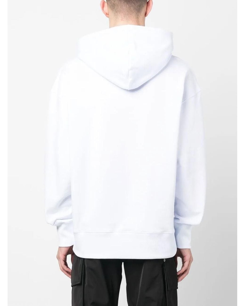 MSGM White Logo-Print Hoodie for men