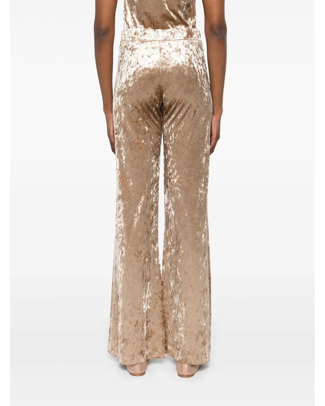 Forte_forte Natural Iridescent Stretch Velvet High Waist Pants