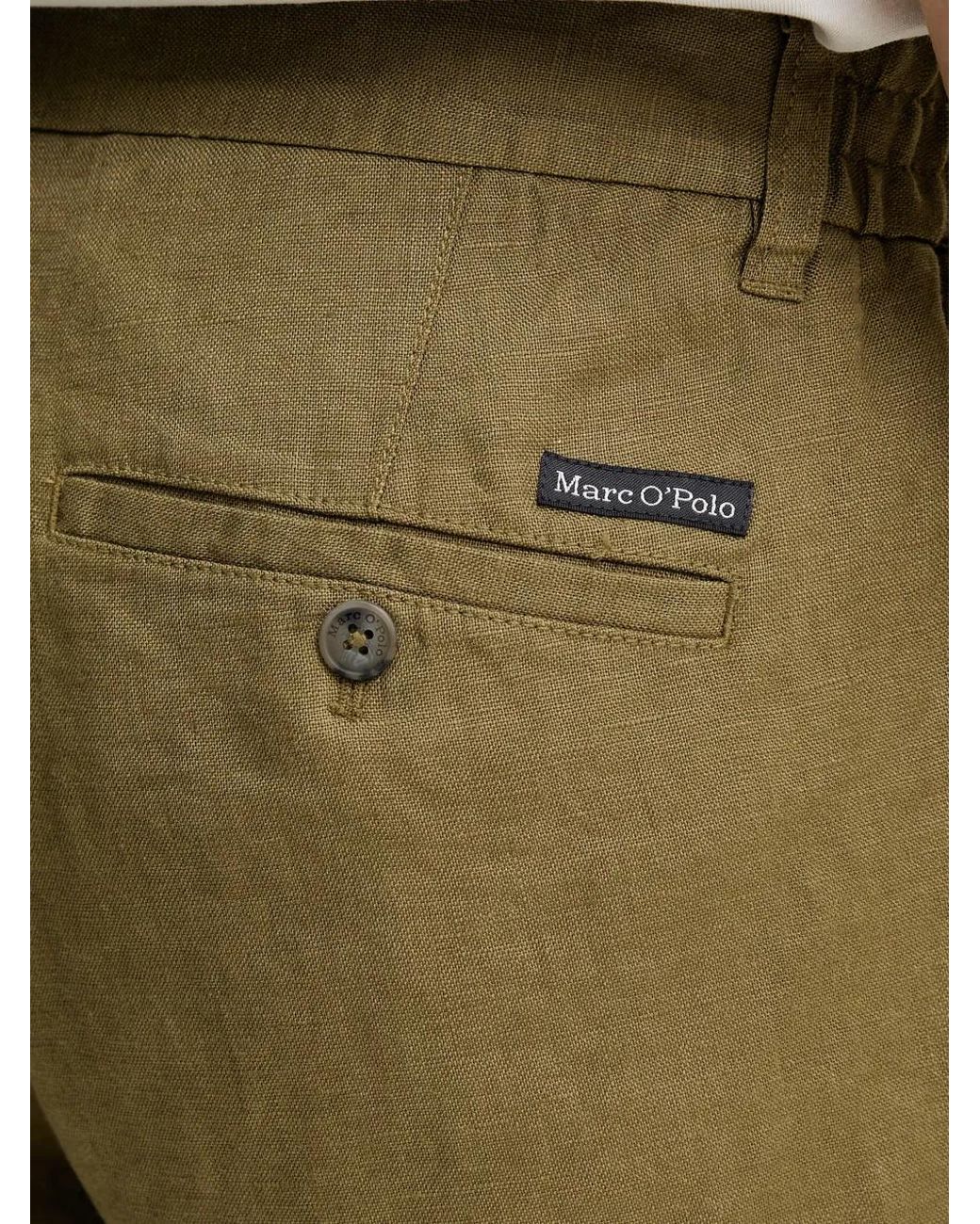 Marc O' Polo Green Logo-Patch Linen Shorts for men