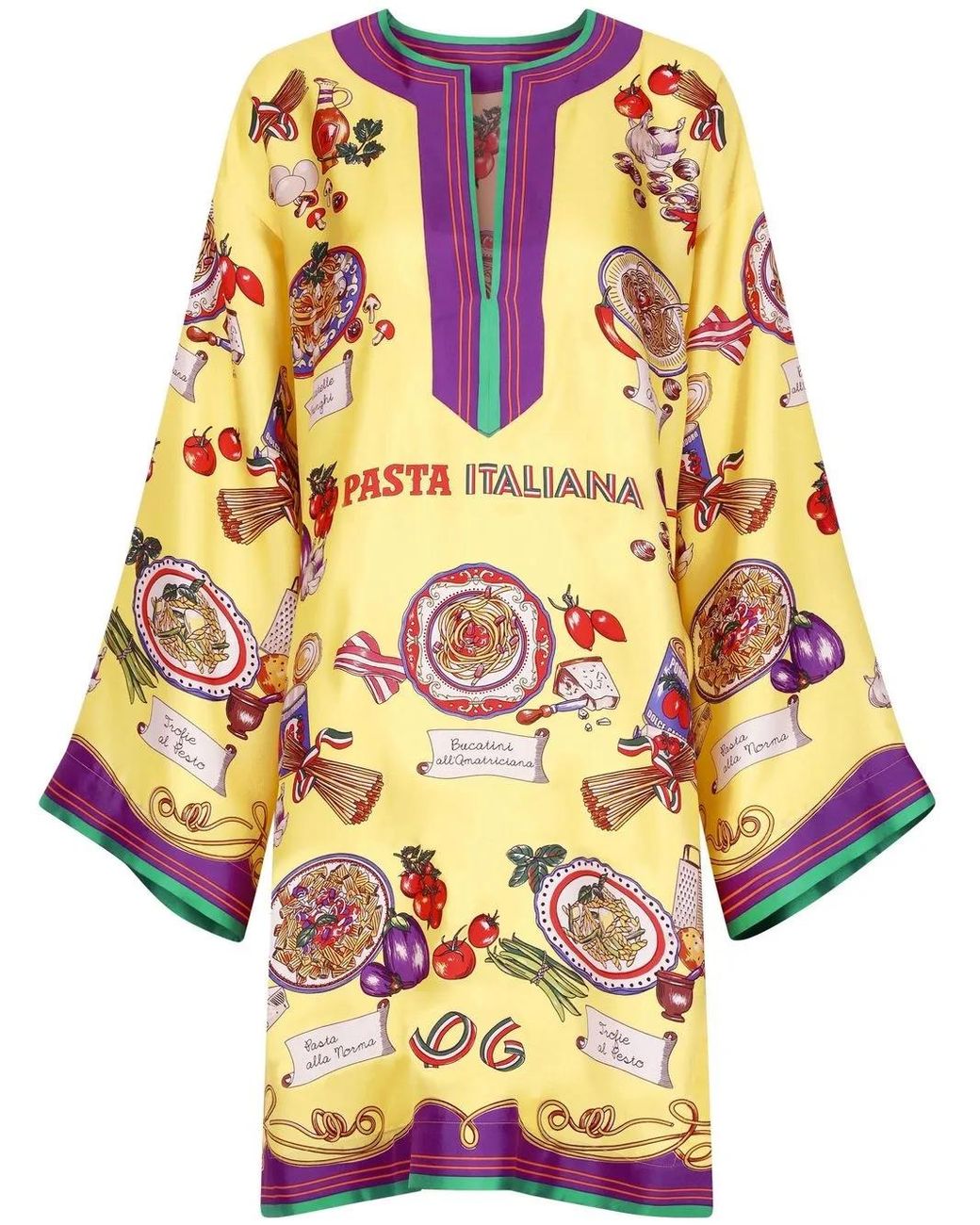 Dolce & Gabbana Yellow Graphic-Print Kaftan