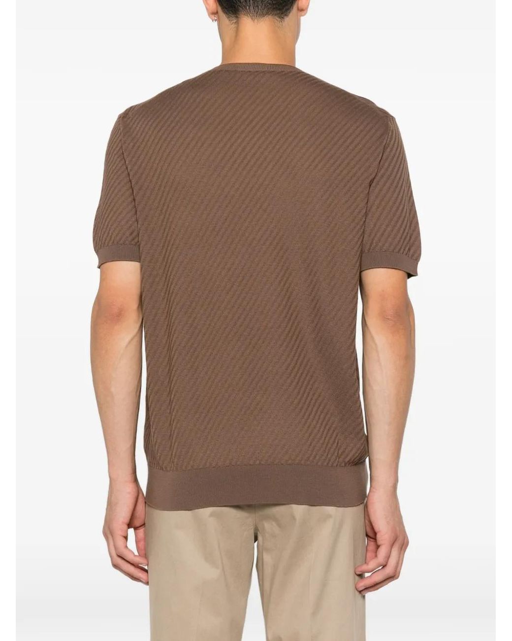 Corneliani Brown T-Shirt En Maille Texturée for men