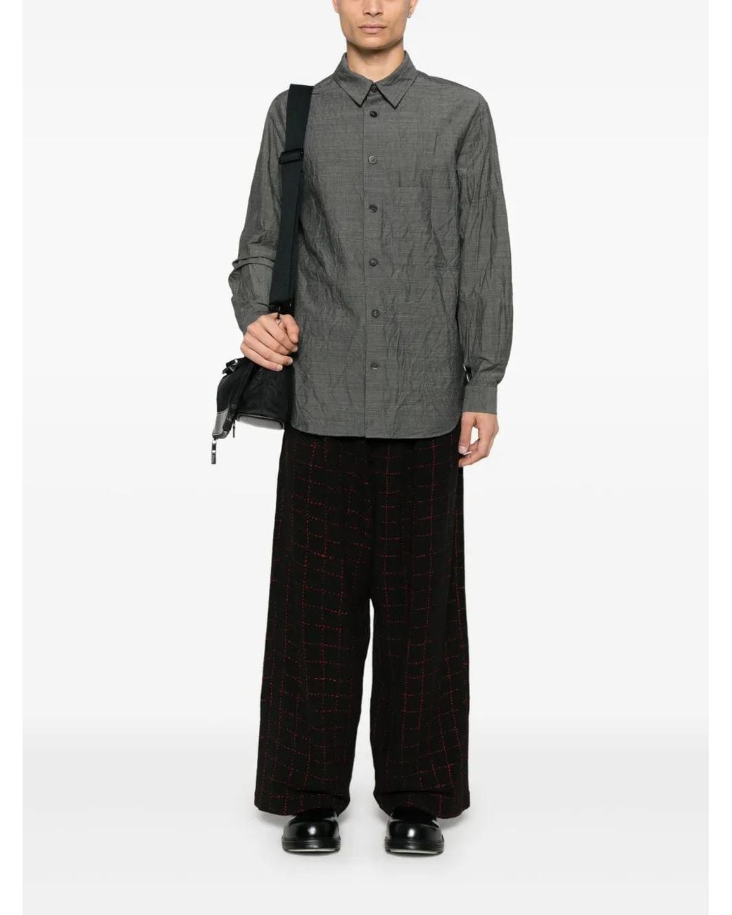 Forme D'expression Gray Crinkled Shirt for men