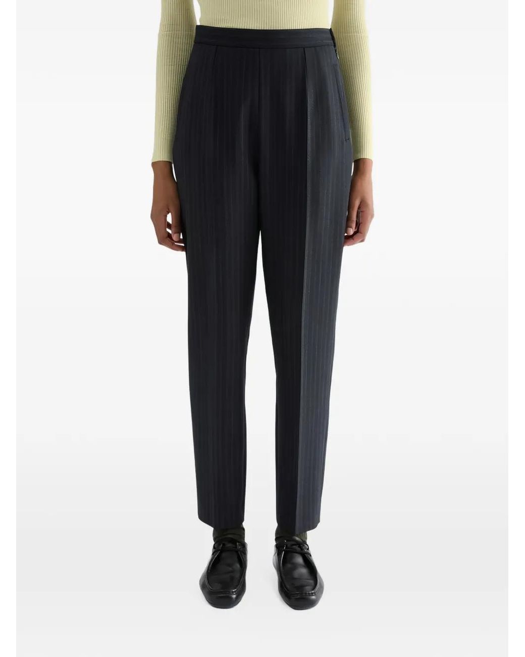 Jil Sander Black Wool Pinstripe Trousers