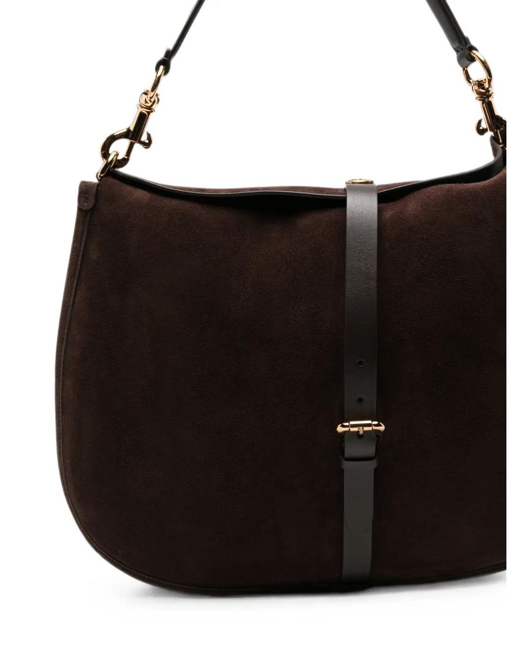Etro Black Extra Large Suede Buckle-Detail Shoulder Bag