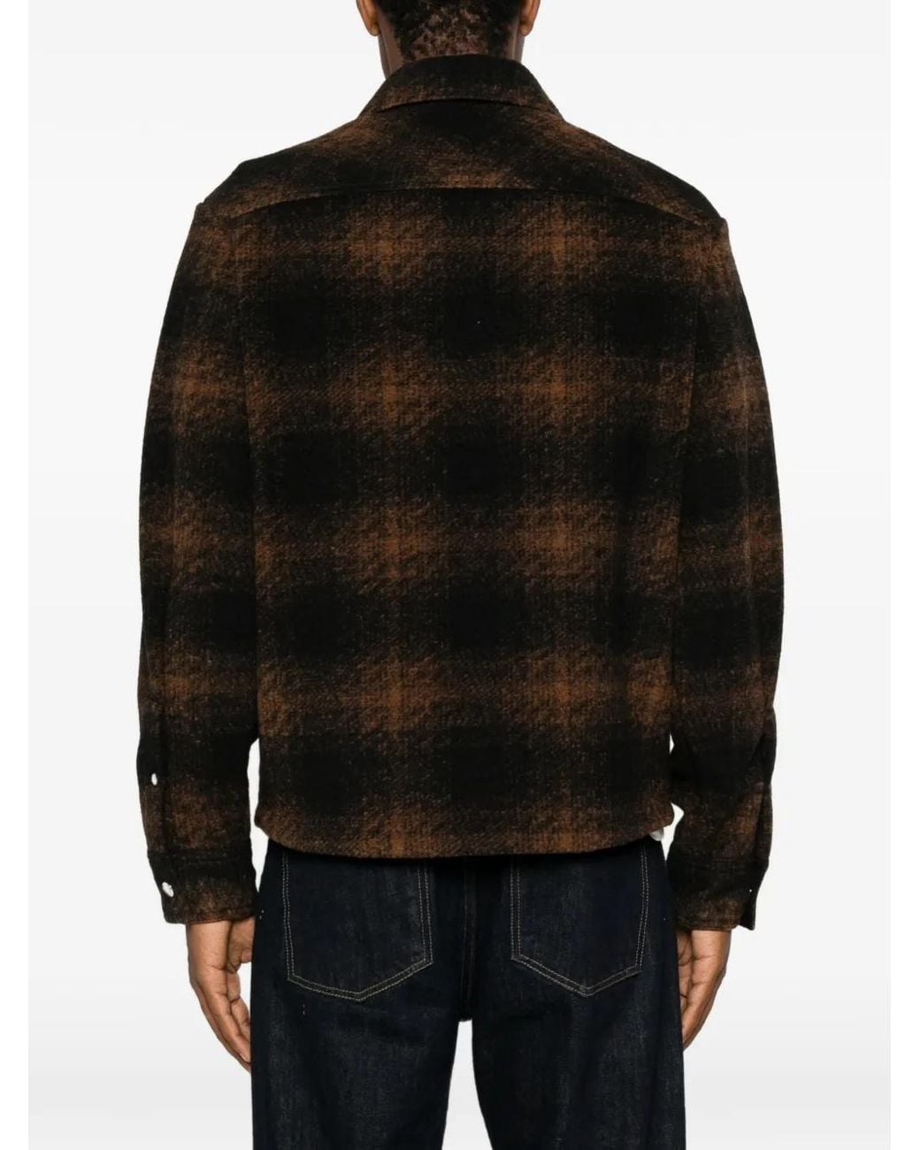 Moncler Black Checked Wool Blend Jacket for men