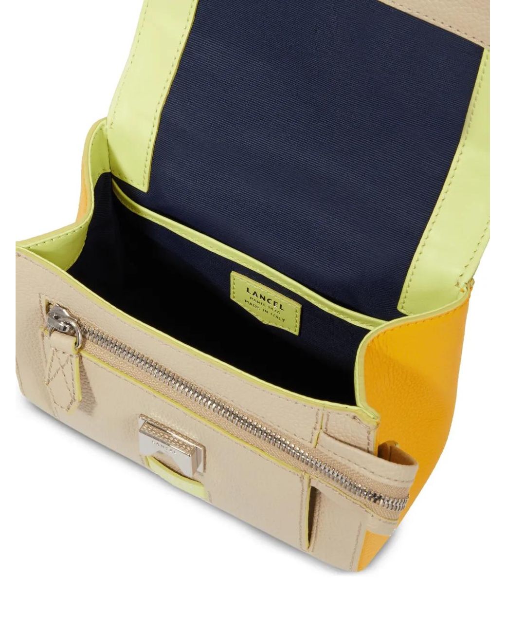 Lancel Yellow Grained Shoulder Bag