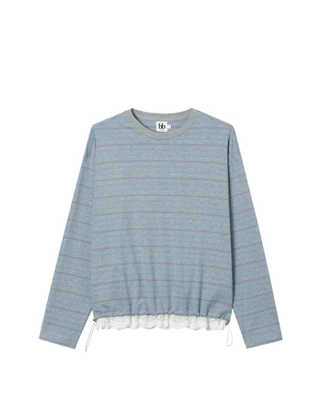 B+ AB Blue Lace-Trim Striped T-Shirt