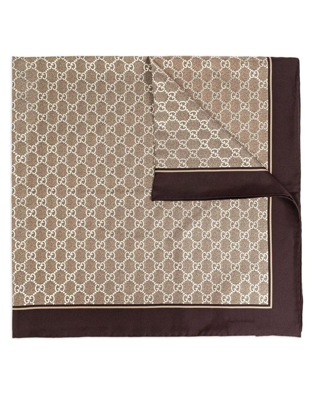 Gucci Brown Gg Silk Foulard