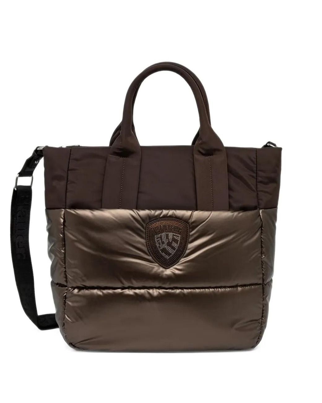 Blauer Brown Quilted Logo-Patch Tote Bag