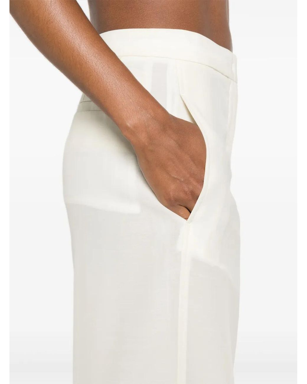 Fabiana Filippi White Mid-Rise Organza Palazzo Pants