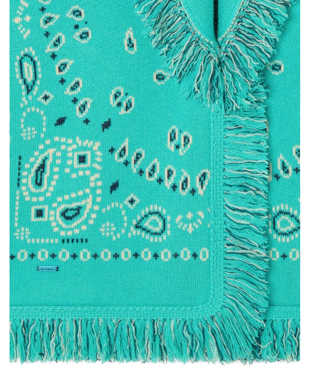 Alanui Blue Bandana Jacquard Fringe Cardi-Coat