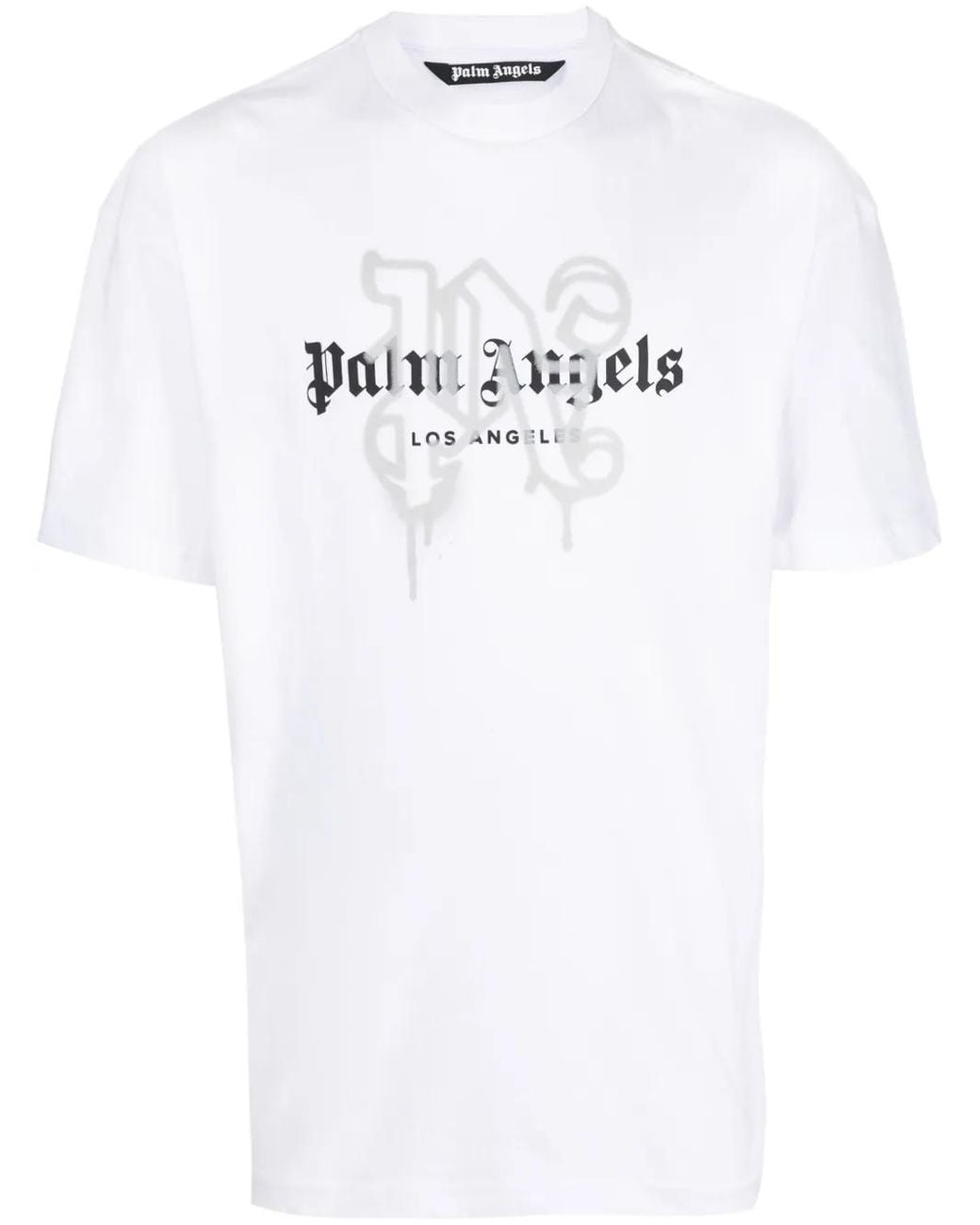 Palm Angels White Los Angeles Monogram-Print T-Shirt for men