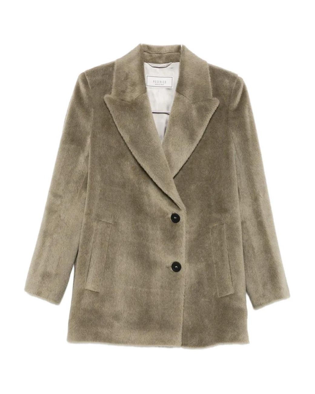 Peserico Green Peak-Lapels Coat