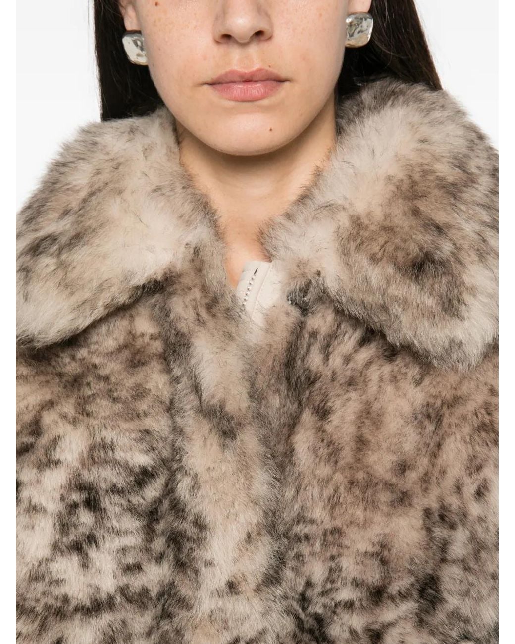 Brunello Cucinelli White Fur-Texture Zip-Up Jacket