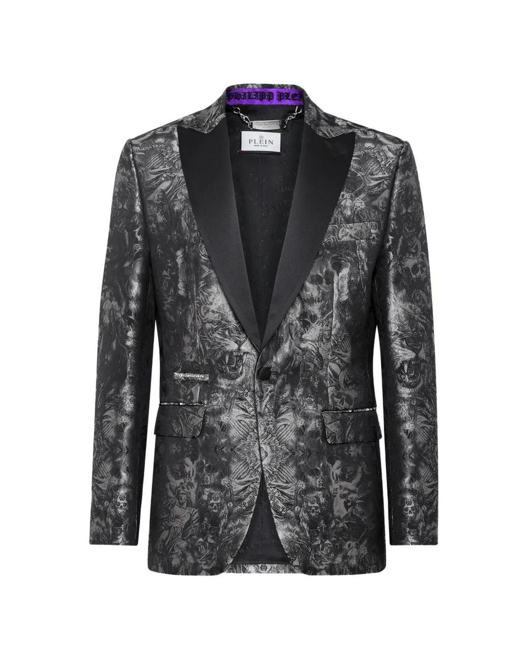 Philipp Plein Black Jacquard Blazer Lord Fit Gothic Plein With Crystals for men