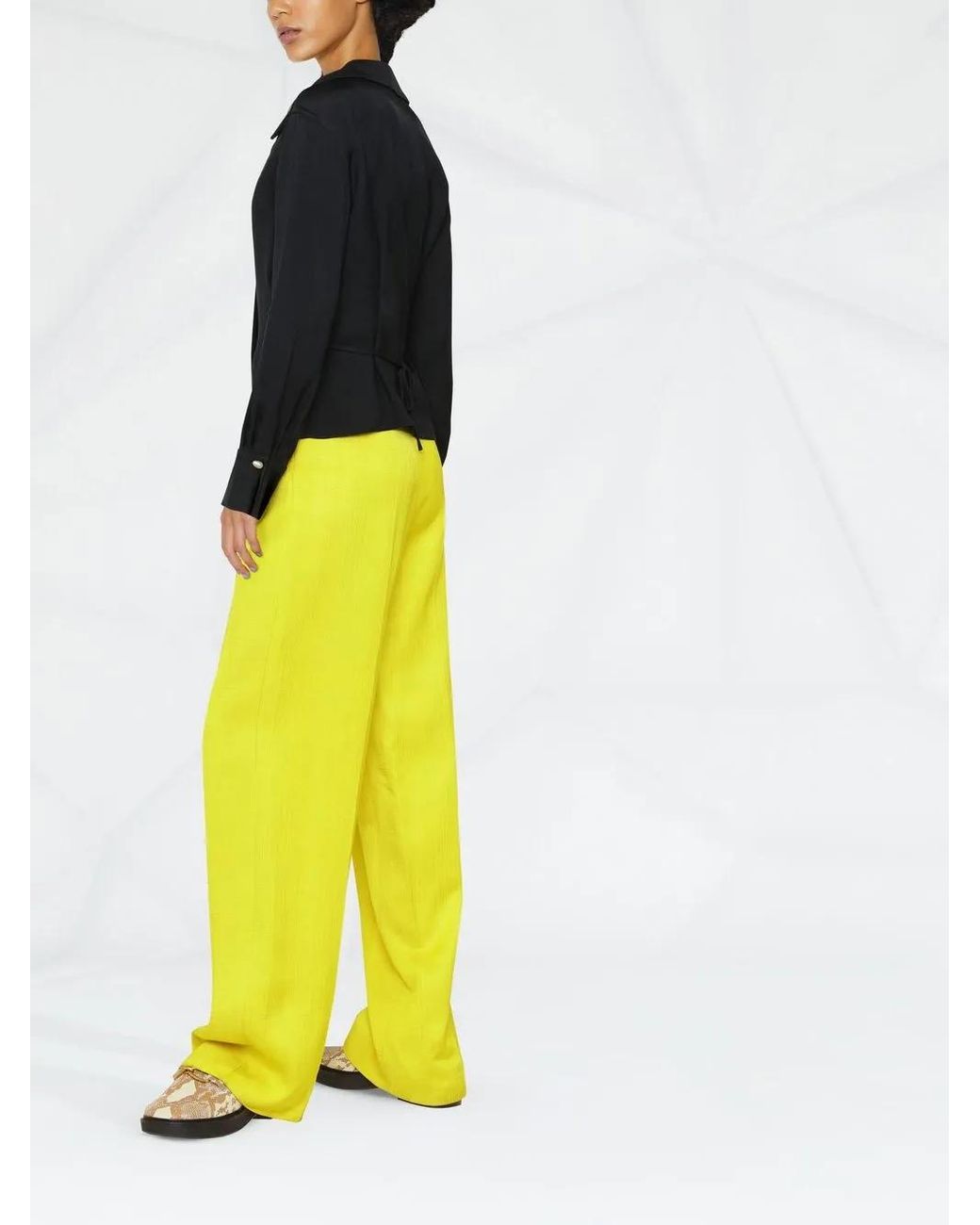Vince Black Oversized-Collar Long-Sleeved Blouse