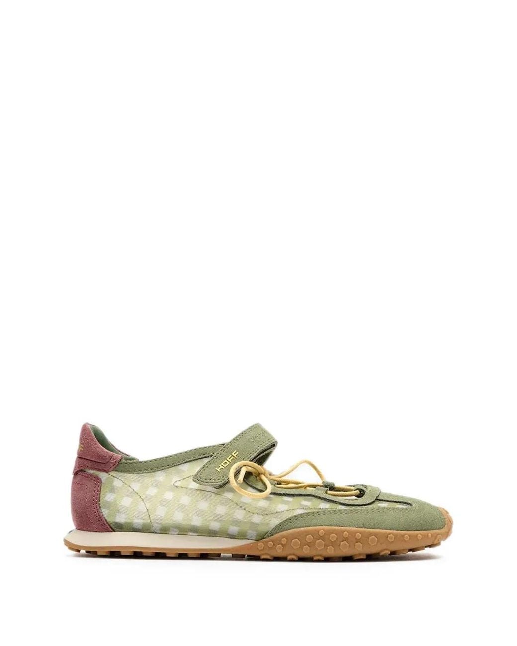 HOFF Green Bridge Gingham-Pattern Touch-Strap Sneakerinas