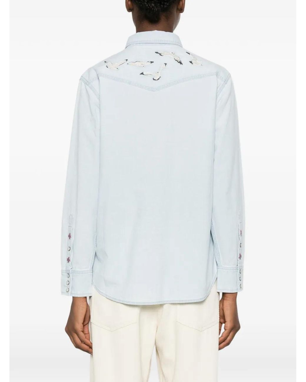 Filson White Embroidered Denim Shirt
