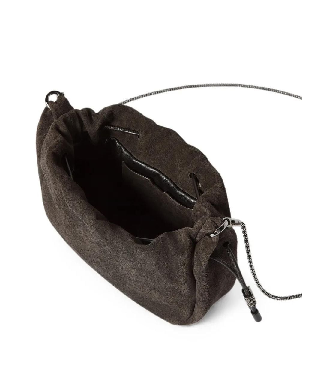 Brunello Cucinelli Black Mellow Suede Shoulder Bag
