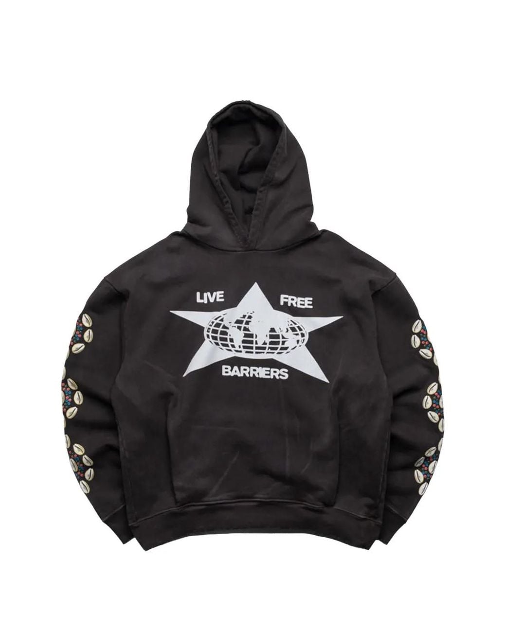 Barriers Black Cowrie Shell Hoodie for men