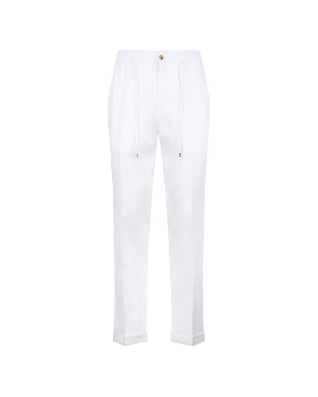 Philipp Plein White Pantalon En Lin À Lien De Resserrage for men